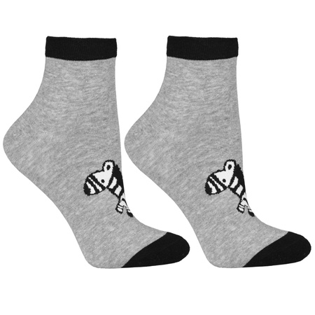 Skarpetki Damskie za Kostkę Zebra Skarpety Bawełniane 3-pary MORAJ