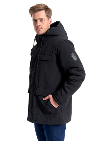 KURTKA ZIMOWA MĘSKA Z KIESZENIAMI I KAPTUREM MODNA WYGODNA MORAJ