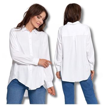 ELEGANCKA KOSZULA DAMSKA OVERSIZE WYDŁUŻONY TYŁ MODNA BLUZKA MORAJ