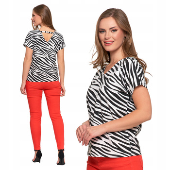 Bluzka Damska MORAJ Elegancka Koszulka Modny Wzór Zebry Bawełniana