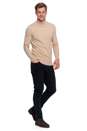 ELEGANCKI SWETER MĘSKI CIENKI GOLF KLASYCZNY GŁADKI DOPASOWANY MORAJ