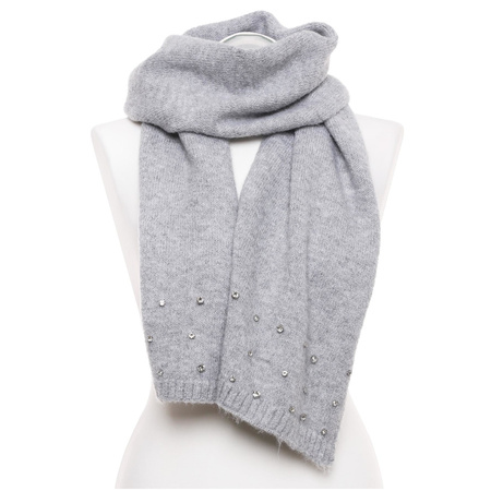 Szal Damski Długi Miękki z Kryształkami na Wiosnę Jesień 180x27 Szary MORAJ