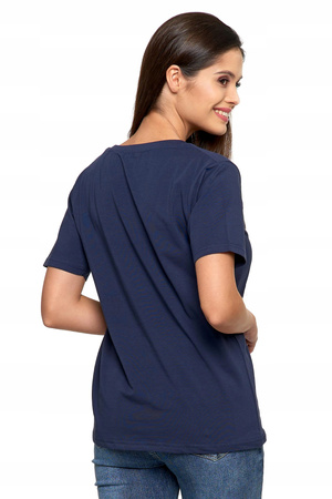 T-Shirt Damski Bawełna PREMIUM Luźna Koszulka Wygodna Dekolt V MORAJ 