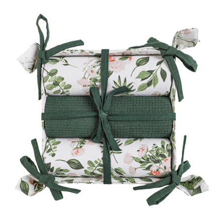 RĘCZNIKI KUCHENNE ELEGANCKIE ŚCIERKI W KOSZYCZKU KWIATKI 40x70 MORAJ 3SZT