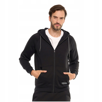 BLUZA MĘSKA Dresowa Rozpinana z Kapturem Kieszenie Beżowa Gładka MORAJ