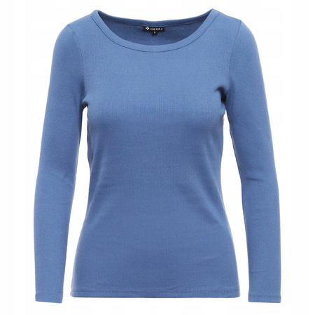 Bluzka Damska Prążkowana Modna Okrągły Dekolt Długi Rękaw Prążek MORAJ