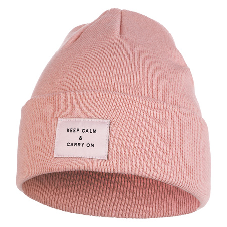CZAPKA DAMSKA ZIMOWA BEANIE KLASYCZNA Z NASZYWKĄ MORAJ CIEPŁA WYWIJANA