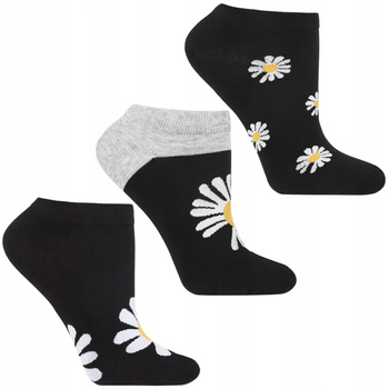 Skarpetki MORAJ Stopki Damskie Niskie Skarpety Stokrotki Kwiaty 3-PAK