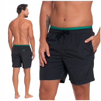 KĄPIELÓWKI SPODENKI KĄPIELOWE SZORTY MĘSKIE Z KIESZENIAMI CZARNE MORAJ