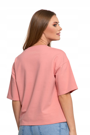 Luźny T-SHIRT DAMSKI Koszulka Bawełniana Bluzka z Krótkim Rękawem MORAJ 