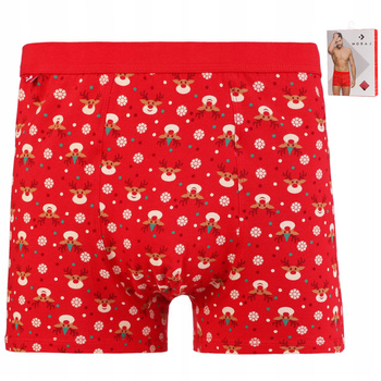 Świąteczne Bokserki Męskie Majtki PREZENT NA ŚWIĘTA Renifery MORAJ