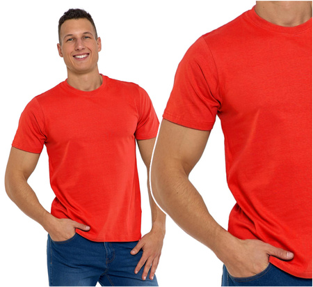 T-Shirt Koszulka Klasyczna Męska Czerwona Bawełniana Krótki Rękaw MORAJ 