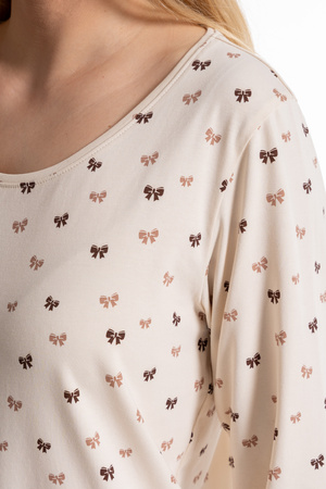 KOSZULA NOCNA PIŻAMA DAMSKA Z DŁUGIM RĘKAWEM BAWEŁNIANA UROCZA MORAJ