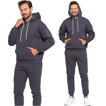 Komplet Męski Dresowy Gładka Bluza z Kapturem i Spodnie Ocieplany MORAJ
