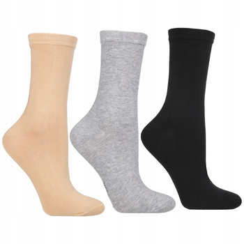 Wysokie Skarpety MORAJ Skarpetki Damskie Gładkie Długie 3-PAK