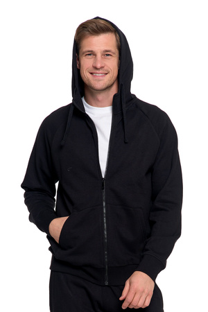 BLUZA MĘSKA KLASYCZNA ROZPINANA GŁADKA Z KAPTUREM WYGODNA MORAJ