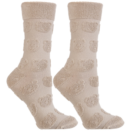 CIEPŁE SKARPETKI DAMSKIE MORAJ DŁUGIE SKARPETY TŁOCZONE MISIE 3-PAR