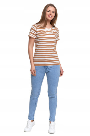 T-SHIRT DAMSKI w Paski Luźna Koszulka Bluzka z Krótkim Rękawem MORAJ 