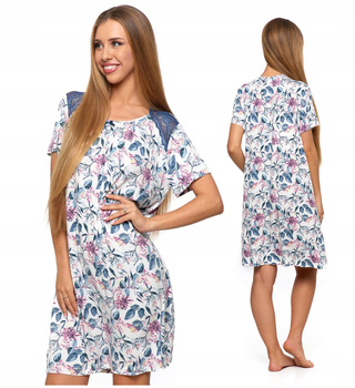 Koszula Nocna Damska krótki rękaw Kwiaty MORAJ