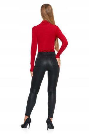 Eleganckie LEGGINSY DAMSKIE GETRY w stylu skórzanym Wysoki Stan MORAJ 