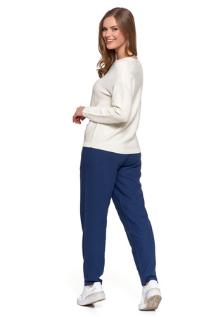 SWETER DAMSKI DZIANINOWY Z WISKOZY LUŹNY KRÓJ WYGODNY MODNY MORAJ