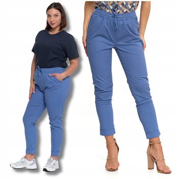 Stylowe Spodnie Damskie Joggery Wiązane Wysoki stan Bawełniane MORAJ