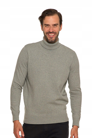 Sweter Męski z Golfem Klasyczny Bawełna Modny Wygodny Szary Golf MORAJ 