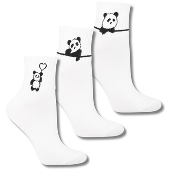 SKARPETKI DAMSKIE 3/4 BIAŁE SKARPETY PANDY UROCZE MORAJ ZESTAW 3-PAK
