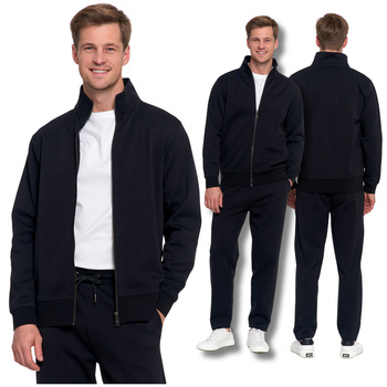 BLUZA MĘSKA DRESOWA ZE STÓJKĄ ZAPINANA NA ZAMEK GŁADKA ELEGANCKA MORAJ