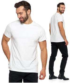 T-Shirt Męski Koszulka Krótki Rękaw Biała PREMIUM Bawełna czesana MORAJ 