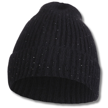 ELEGANCKA CZAPKA DAMSKA PRĄŻKOWANA MODNA Z KRYSZTAŁKAMI CIEPŁA ZIMOWA MORAJ