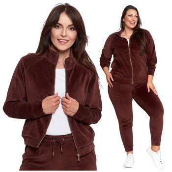 WELUROWA BLUZA DAMSKA ROZPINANA MORAJ GŁADKA BEZ KAPTURA WYGODNA