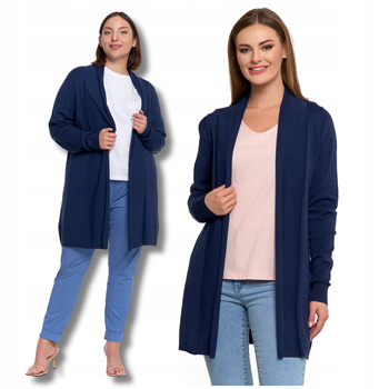 ELEGANCKI KARDIGAN DŁUGI SWETER DAMSKI KLASYCZNA NARZUTKA GŁADKA MORAJ