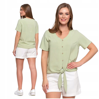 BLUZKA DAMSKA Z WIĄZANIEM Koszulka z Krótkim Rękawem Przewiewna MORAJ 