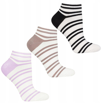 Stopki Damskie Skarpetki do Kostki Klasyczne w Paski MORAJ 3-pary 