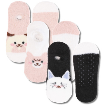 SKAREPTKI NISKIE STOPKI CIEPŁE BALERINKI FUTRZANE KOTKI MORAJ 3-PAR