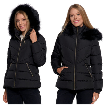 KURTKA DAMSKA PIKOWANA Z KAPTUREM I FUTERKIEM NA JESIEŃ WYGODNA MORAJ