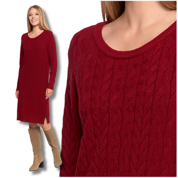 SUKIENKA DAMSKA CIEPŁA SWETERKOWA ELEGANCKA WARKOCZOWY SPLOT MORAJ