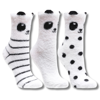 WYSOKIE SKARPETY MORAJ FUTRZANE DŁUGIE SKARPETKI DAMSKIE PANDY 3-PAR
