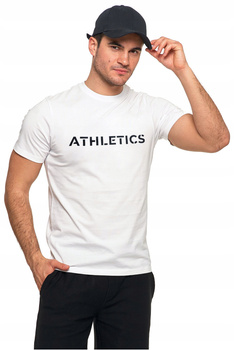 T-Shirt Męski Klasyczny Koszulka na Krótki Rękaw Gładka Biała Napis MORAJ 