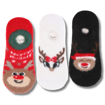 NISKIE SKARPETY DAMSKIE ŚWIĄTECZNE STOPKI FUTRZANE MORAJ 3-PAR
