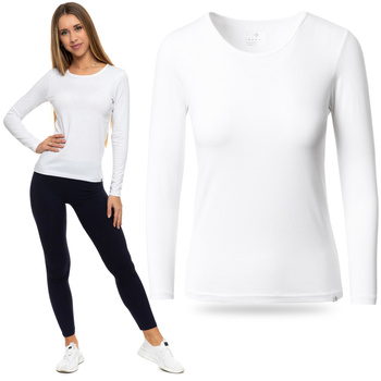 PODKOSZULKA Z DŁUGIM RĘKAWEM Damska Dopasowana Koszulka Bawełniana MORAJ 