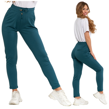 SPODNIE DRESOWE DAMSKIE GŁADKIE ZWĘŻANA NOGAWKA WYGODNE KLASYCZNE MORAJ