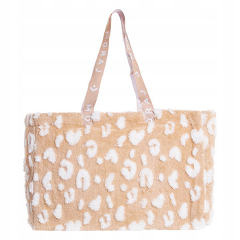 TORBA SHOPPER Zakupowa Beżowa Cętki Pluszowa Duża NA PREZENT Kobieca MORAJ