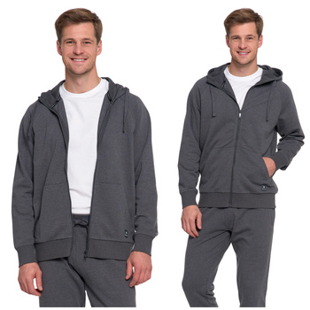 BLUZA MĘSKA KLASYCZNA ROZPINANA GŁADKA Z KAPTUREM WYGODNA MORAJ