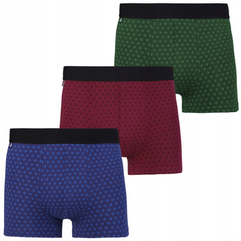 Majtki BOKSERKI MĘSKIE Klasyczne Dopasowane Kolorowe Bawełna 3-PAK MORAJ 