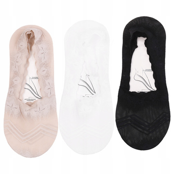 Skarpetki MORAJ Stopki Damskie Niskie Skarpety Balerinki Koronka 3PARY