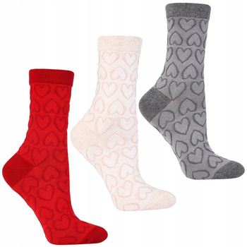 Skarpety Damskie Wysokie Skarpetki w Serduszka NA WALENTYNKI 3-PAK 