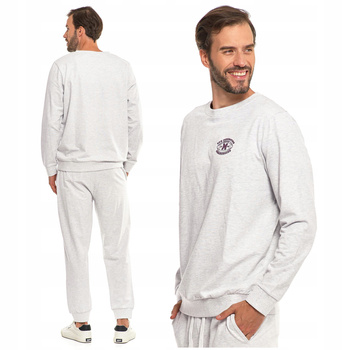 BLUZA MĘSKA MORAJ Bez Kaptura Szara Przez Głowę Minimalistyczny Nadruk 