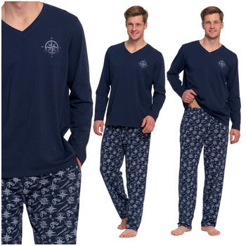 PIŻAMA MĘSKA DWUCZĘŚCIOWA DŁUGI RĘKAW I SPODNIE WYGODNA STYLOWA MORAJ